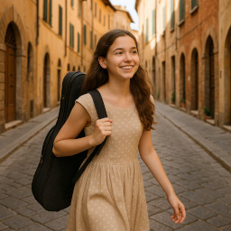 A musician carrying a handcrafted violin
